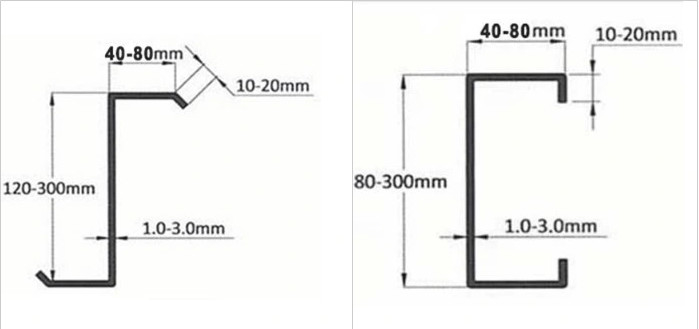 80-350 CZ Purlin Roll Forming Machine With PLC Control System And Hydraulic Cutting Mode