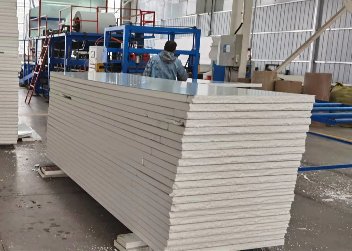 1 Year Warranty PLC Sandwich Panel Roll Forming Machine With Flying Tracking Cutting
