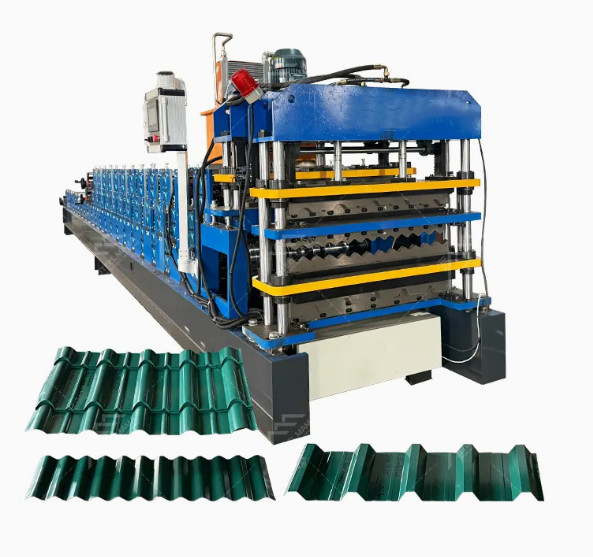 Plc control 0.3-0.6mm  Double Layer Roll Forming Machine 15m/Min For Ppgi Panel Roof