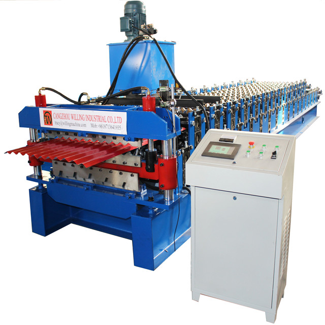 High Speed Roofing Tiles Machine Customization Double Layer Roof Sheet Roll Forming Machine for Ibr  Corrugated Glazed