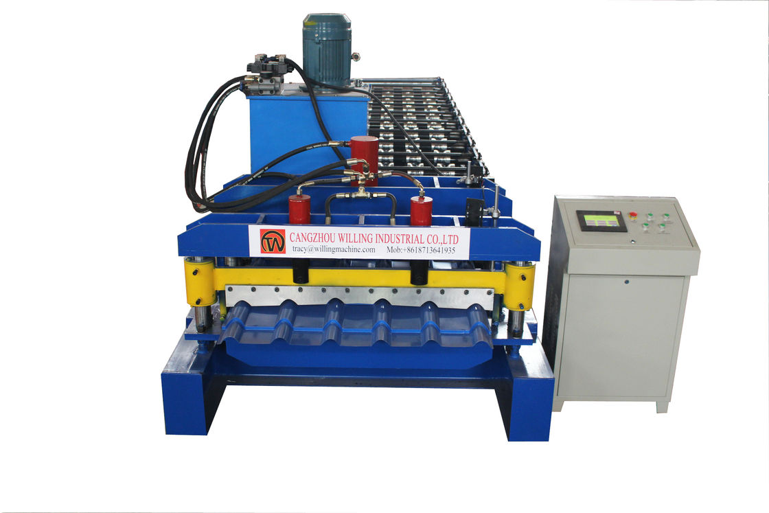 PLC Control Color Steel Glazed Tile Roll Forming Machine Step Tile Type