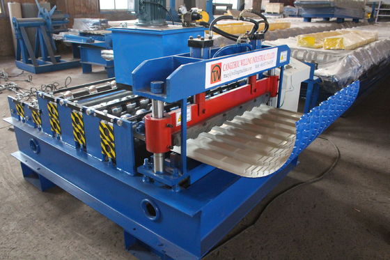 Metal Floor Deck Roll Forming Machine 4Kw PLC Control Automatic Crimping